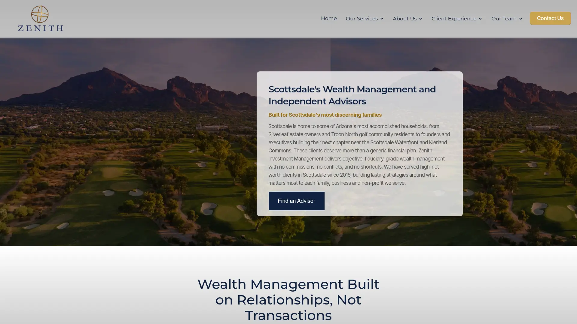 Zenith Wealth Management website